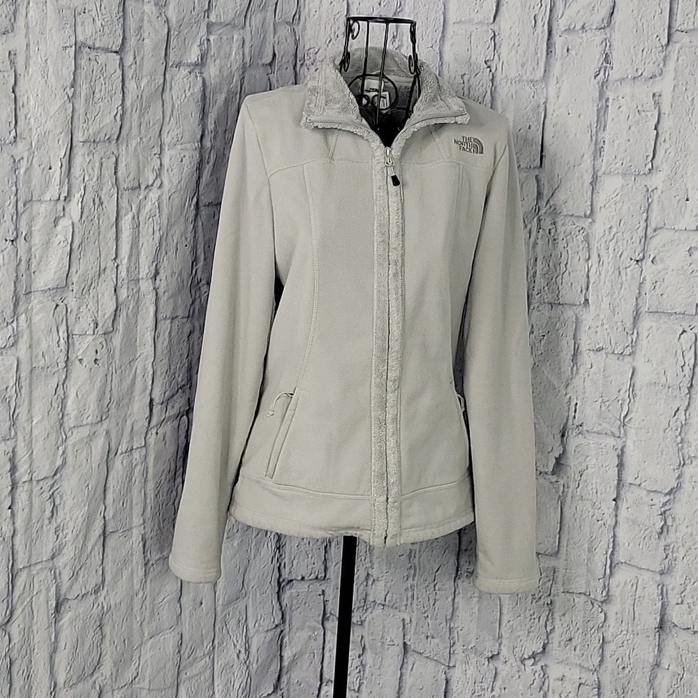 THE NORTH FACE Light Gray Fleece Zip Up Jacket Size Small Petite
